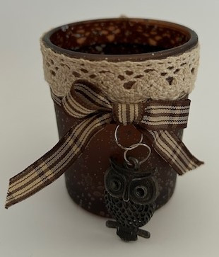 Mécsestartó üveg barna + bagoly 6,5 cm UTOLSÓ DARAB
