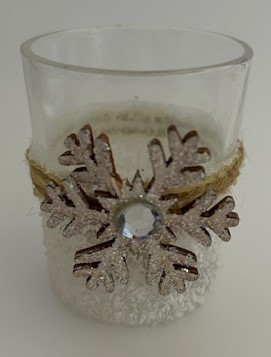 Mécsestartó üveg hópehely + strassz 6,5 cm UTOLSÓ DARAB