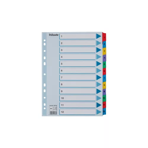 Elválasztólap, A4, regiszteres 1-12 laminált karton fülek 100162 Esselte