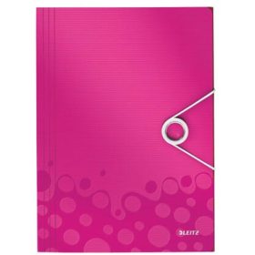 Gumis mappa LEITZ Wow A/4 műanyag pink