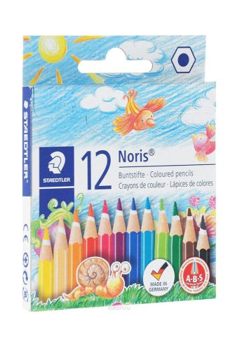 Színes ceruza készlet, hatszögletű, félhosszú, STAEDTLER "Noris Colour", 12 különböző szín