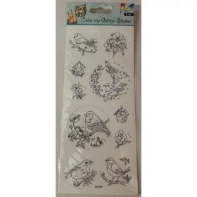   Színezhető csillámos matrica 9x24 cm madár 1 ív/bliszter UTOLSÓ DARABOK