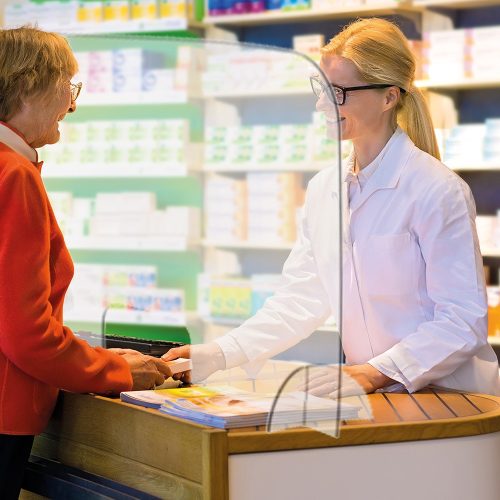 Védőfal asztali 84,5x67cm, fekvő, átlátszó Franken