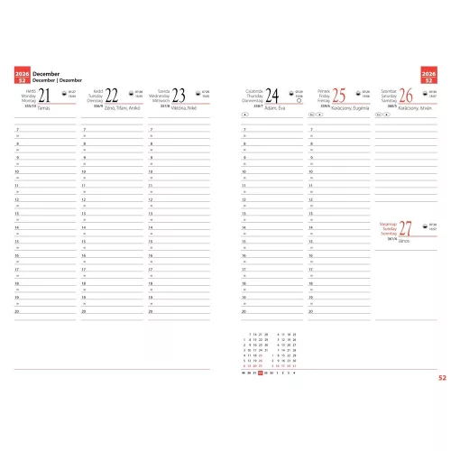 Tanári határidőnapló A5, műbőr 150mmx210mm, fehér lapokkal stukkó 2026/2027 Realsystem
