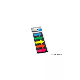   Jelölőcímke 25x45mm, 5x25lap, műanyag nyíl Info Notes kék zöld sárga narancssárga rózsaszín