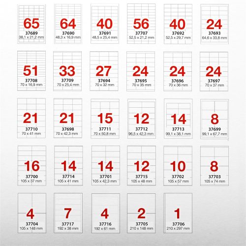 Etikett címke, 192x38mm, 100 lap, 7 címke/lap A-Series
