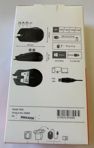 Egér optikai USB vezetékes ACME  MS-12 ergonomic multifunkciós fekete