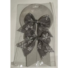   Szürke masni fehér hópelyhekkel 13 cm 2 db/csomag UTOLSÓ CSOMAGOK