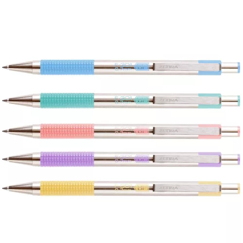 Golyóstoll 0,7mm, pasztell rózsaszín test, Zebra F-301, írásszín kék