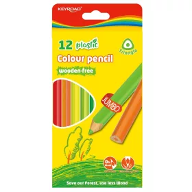   Színes ceruza készlet 4 mm famentes háromszögletű Keyroad Jumbo 12 klf. szín