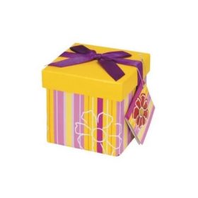   Ajándékdoboz rózsaszín/sárga Gift Box 10x10x10xcm UTOLSÓ DARABOK