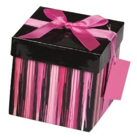   Ajándékdoboz rózsaszín/fekete Gift Box 10x10x10xcm UTOLSÓ DARAB