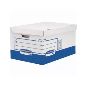   Archiváló konténer, karton, ultra erős, nagy, Fellowes® Bankers Box Basic, 10 db/csomag, kék-fehér
