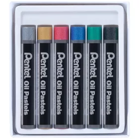   Kréta olajpasztell készlet, PHN-M6 Pentel, 6 klf., metál szín