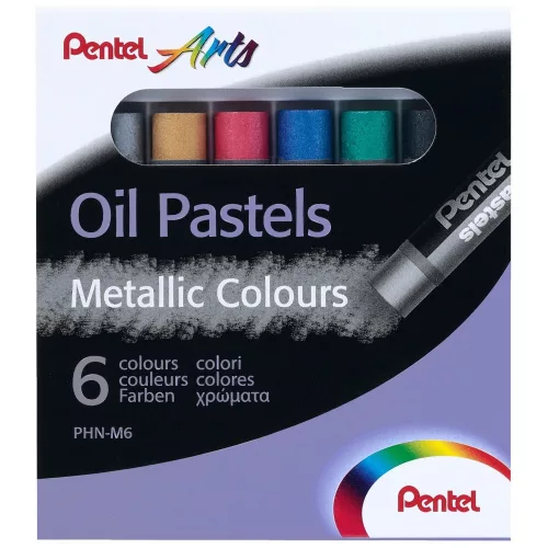 Kréta olajpasztell készlet, PHN-M6 Pentel, 6 klf., metál szín