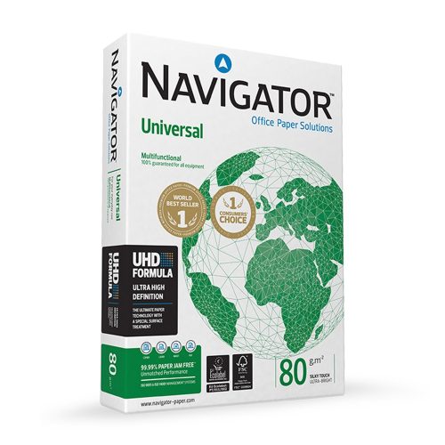 Másolópapír A4, 80g, Navigator Universal, CIE 169 fehérség, prémium minőség, 500ív/csomag
