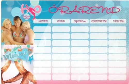 Órarend Lizzy Card 2 oldalas H2O UTOLSÓ DARAB