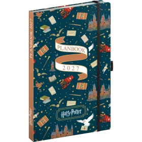   Keménytáblás notesz krémszínű lapokkal leszorító gumiszalaggal Harry Potter-Hogwarts 130x210mm, Presco