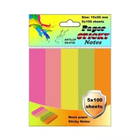   Jelölőcímke 15x50mm, 5x100lap papír, neon színek Antilop