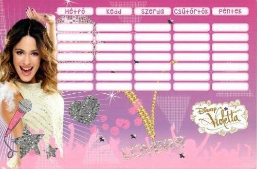 Órarend Lizzy Card 2 oldalas A+B hetes Disney Violetta KIFUTÓ TERMÉK