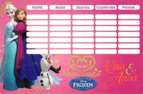 Órarend kétoldalas Disney Frozen KIFUTÓ TERMÉK