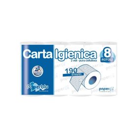   Toalettpapír 2 rétegű kistekercses 100%cellulóz 190 lap/19,95 m/tekercs 8 tekercs/csomag Paperblu Carta Igienica_Paperdi