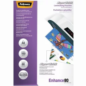   Lamináló fólia, A4, 80 mikron, fényes, 100 db/doboz, SuperQuick Fellowes®