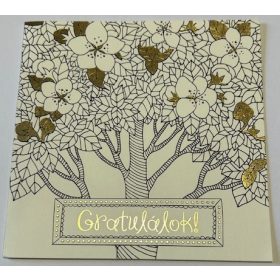   Képeslap színezhető, Lizzy Card, borítékkal, négyzetes, Gratulálok! felirattal CNA05 UTOLSÓ DARAB 