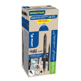   Rollertoll 0,5mm, törölhető Pilot Frixion Clicker GreenPack, 12 toll + 12betét, írásszín fekete