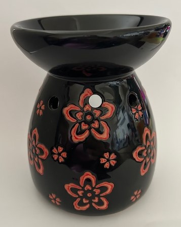 Aromalámpa  fekete alapon virágokkal UTOLSÓ DARAB