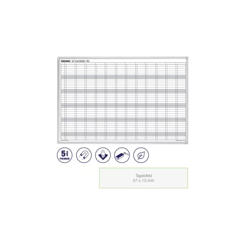 Éves tervezőtábla, mágneses, 12 hónap 90 x 60cm,  JK703 Franken
