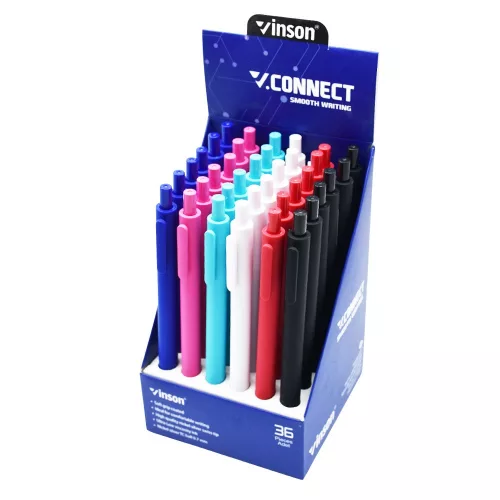 Golyóstoll nyomógombos 0,7mm Vinson Connect S1 kék test