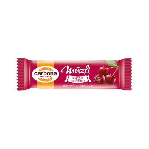 Müzliszelet 20 g, CERBONA, meggyes