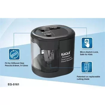 Hegyező asztali 2 lyukú elektromos elemes és hállózati adapterrel működtethető EG5161 Eagle fekete