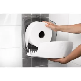   Adagoló tekercses toalettpapírhoz műanyag 27 cm átmérőig L Katrin Jumbo_82148 fehér