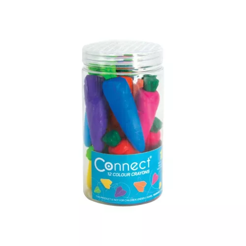 Zsírkréta készlet, répa alakú Connect, 12 klf. szín