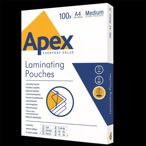 Lamináló fólia A4, 125mic. 100 db/doboz, Apex Medium