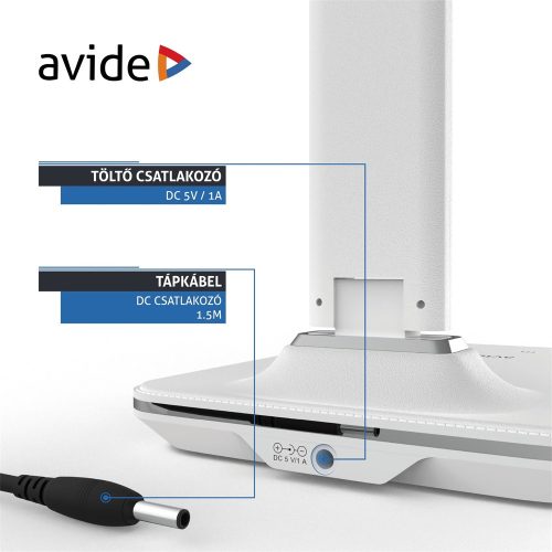 Asztali LED lámpa, Nathan, kijelzős, 6W, 5000K, AVIDE, fehér