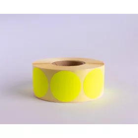  Etikett címke, 38mm, körcímke tekercses, 1000 címke/tekercs fluo sárga