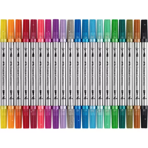 Rostirón, filctoll készlet, kétvégű csillámos Faber-Castell 20 klf. szín