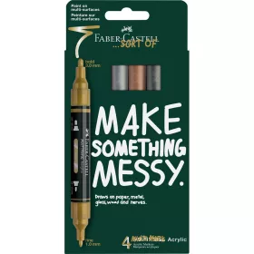   Akril marker készlet, kétvégű MULTIMARK metálszínek Faber-Castell arany, ezüst, réz, acélszürke 4klf. szín