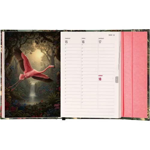 Határidőnapló mágnessel záródó, heti, fehér lapokkal Flamingo 110x160mm, Presco