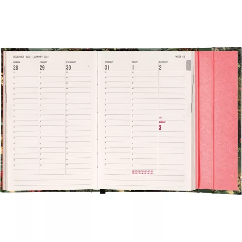 Határidőnapló mágnessel záródó, heti, fehér lapokkal Flamingo 110x160mm, Presco