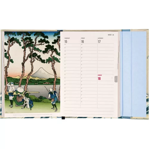 Határidőnapló mágnessel záródó, heti, fehér lapokkal Katsushika Hokusai 110x160mm, Presco