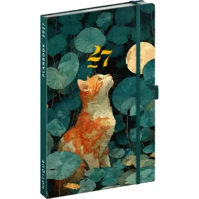   Keménytáblás tervező krémszínű lapokkal, kétheti beosztással, leszorító gumiszalaggal Cat 130x210mm, Presco