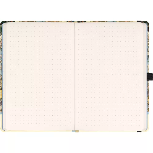 Keménytáblás notesz krémszínű lapokkal, pontozott, leszorító gumiszalaggal Alphonse Mucha – Zodiac 130x210mm, Presco