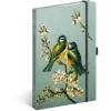 Keménytáblás notesz krémszínű lapokkal, pontozott, leszorító gumiszalaggal Birds 130x210mm, Presco