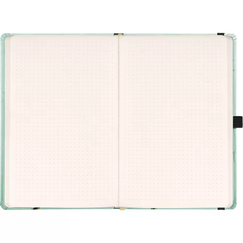 Keménytáblás notesz krémszínű lapokkal, pontozott, leszorító gumiszalaggal Birds 130x210mm, Presco