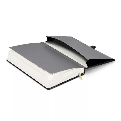 Keménytáblás notesz krémszínű lapokkal, vonalas, leszorító gumiszalaggal Elegant 130x210mm, Presco