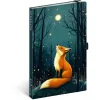 Keménytáblás notesz krémszínű lapokkal, vonalas, leszorító gumiszalaggal Fox 130x210mm, Presco